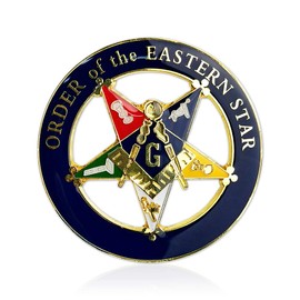 Order of The Eastern Star Masonic Car Emblem Square Cut-Out Metal Auto Decal
