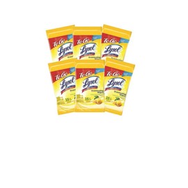 Lysol Disinfecting Wipes To-Go Pack, Lemon Scent, 15 Count (Pack of 6)