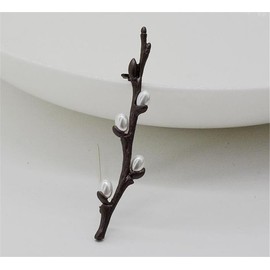 Vintage Handmade Freshwater Pearl Plum Blossom Flower Branches Brooches Pins Elegant Bouquet Brooch For Wedding