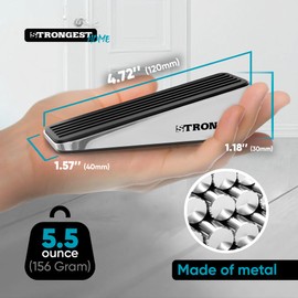 Strongest Home Heavy Duty Door Stopper Wedge (6 Chrome PCs) | Non-Slip Rubber and Metal Door Stop for Heavy Doors| Work on Wood, Tile, Carpet + 6 White Wall Protectors