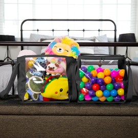 2 Piece Extra Large Toy Storage Clear Bags with Zipper 14"x14"x14" Clear Plastic Bins with Handle, Toy Organizer for Kids playroom, Blocks, Clothes, Stuffed Animal Storage