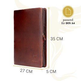 HÖRNER Berlin Conference Folder DIN A4 I Cognac I Genuine Leather I File Folder I Document Folder I Modern Design I Women & Men I Briefcase I Ring Binder I Document Bag