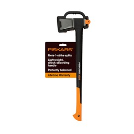 Fiskars X25 Splitting Axe, 28" Wood Splitting Axe for Medium to Large Size Logs with Shock Absorbing Handle and Sheath, Split Firewood, Forged Steel Blade, Bushcraft Gear and Camping Hatchet