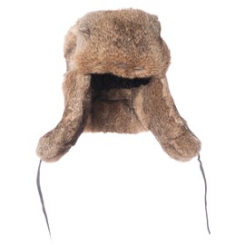 Real Rabbit Fur Hat for Men Classic Russian Trapper Ushanka for Women, Perfect for Winter Outdoor