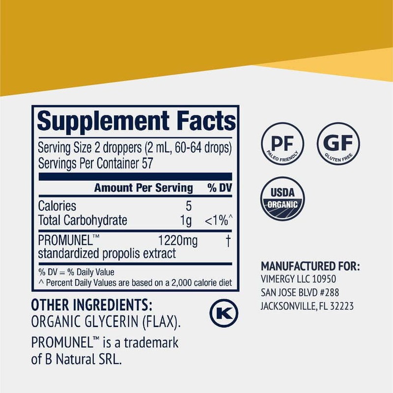 Vimergy PropolisPure ® –USDA Organic Propolis Liquid Extract – Immune