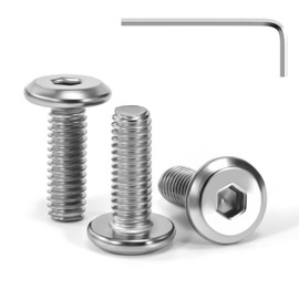 Tunejoy Pack of 30 Flat Head Screws M4 x 12 mm Flat Head Screws Stainless Steel A2 V2A Furniture Screws Hexagon Socket Full Thread with Allen Key