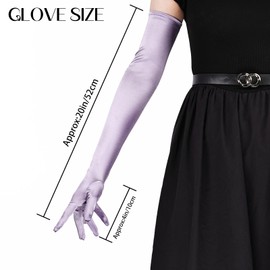 THARAHT Women Long Gloves with Satin Elbow Length for 1920s Opera Tea Party Costumes Bridal Evening Dress,Lavender