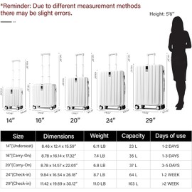 Hanke 20 Inch Carry On Luggage 22x14x9 Airline Approved Lightweight PC Hard Shell Suitcases with Wheels Travel Luggage Rolling Suitcase Travel Luggage Bag for Weekender（Cuba Sand）