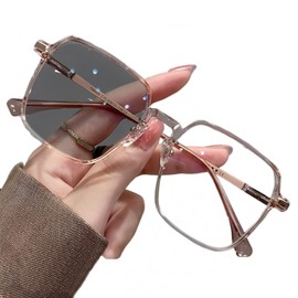 88flix Korean Glasses, Rimless, Date Glasses, Dimming Sunglasses, Polarized Color, Changing, Dimming, Butterfly Sunglasses, UV Protection, Braun