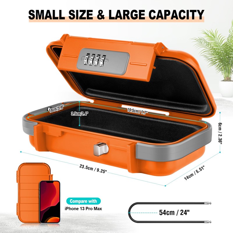 HUANLANG Portable Safe Lock Box with Combination Lock Mini Beach