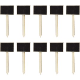 Windhager Stick-on Labels with Chalkboard, Plant Labels, Plant Stakes, Wooden Plant Signs, Pack of 10, 7.5 x 12 cm, Natural
