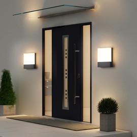 Aoceley Modern Outdoor LED Wall Light,24W 3000K Wall Porch&Patio Light,IP65 LED Exterior Wall Lights Fixtures,Low Profile Wall Sconce for House Yard Garage Walkway Garden(Black,1-Pack).