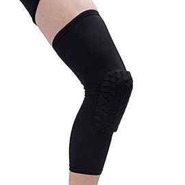 Wei Long Knee Calf Padded Compression Leg Sleeve Thigh Sports Protective Gear Shin Brace Support for Football Basketball Volleyball Soccer Baseball Tennis (XL,Black)