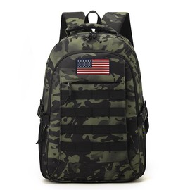 CGYCSY 18'' Dark Camo School Backpack for Teens, 35L Water Resistant Bookbag with Luggage Strap, Large Capacity Daypack for School Daily Travel, Dark Camouflage
