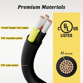 18 Gauge 3 Conductor Electrical Wire 100FT, 18AWG UL 2464 Stranded Power Cable, Tinned Oxygen Free Copper Wire, Lamp Lighting, Automotive, LED Strips, 18/3 Cord Extension Low Voltage Cable, Black