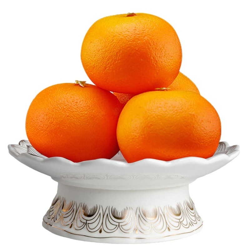 HOULU 7 Inch White Ceramic Buddhist Fruit Plate, Buddhist Supplies