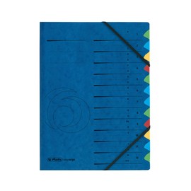 herlitz 5001128 Ordnungsmappe Quality 1-12 / A-Z, A4 , 12 Fächer mit Gummizug, 1 Stück, blau (bunt)