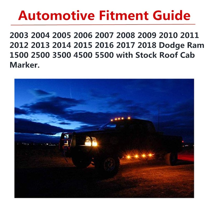 MARLBSTON 5 X Cab Marker Light, Compatible with 2003-2018 Dodge