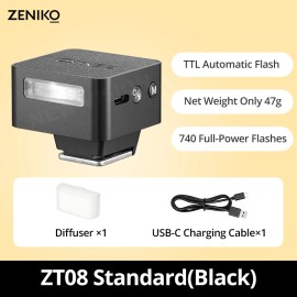 Local Stock Zeniko XF04 ZF08 Mini Camera Flash Light Rechargeable On-camera Pocket Flash Light for Ricoh GR3 Fuji XM5 Sony ZVE10color: ZF08 Black