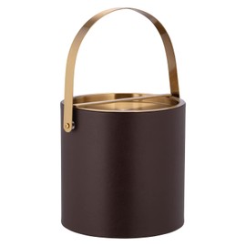 Kraftware 3qt Brushed Gold Arch Handle & Bridge Cover Santa Barbara 3 Quart Ice Bucket, Small, Chocolate Brown