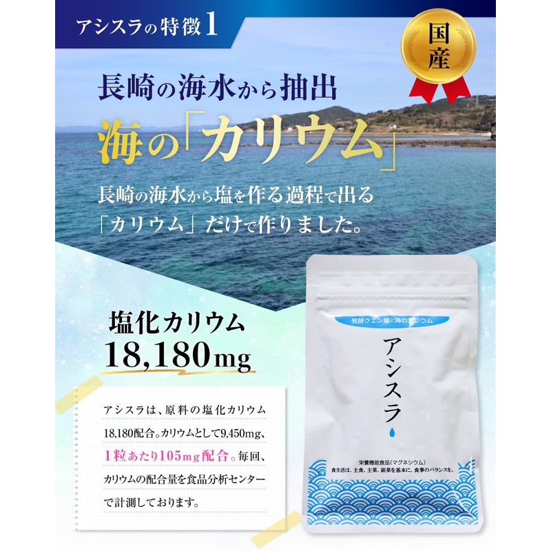 Potassium Supplement, Asyla, 90 Tablets, Potassium Chloride, 18180 mg, Nutritional