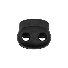 Tiardey 20 Pack Cord Toggle Black Double Holes Spring Loaded Plastic Round Cord Ends Stopper Closure Oval Toggle Clasps