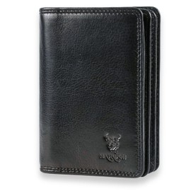 Pranke GENUINE Leather Credit Card Case Card Holder in Antique Brown, black