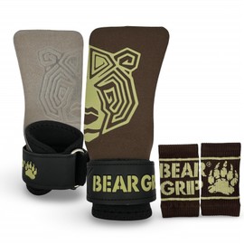 BEAR GRIP - Crossfit Grip (MicroFibre BrownGrey No-Hole, S)