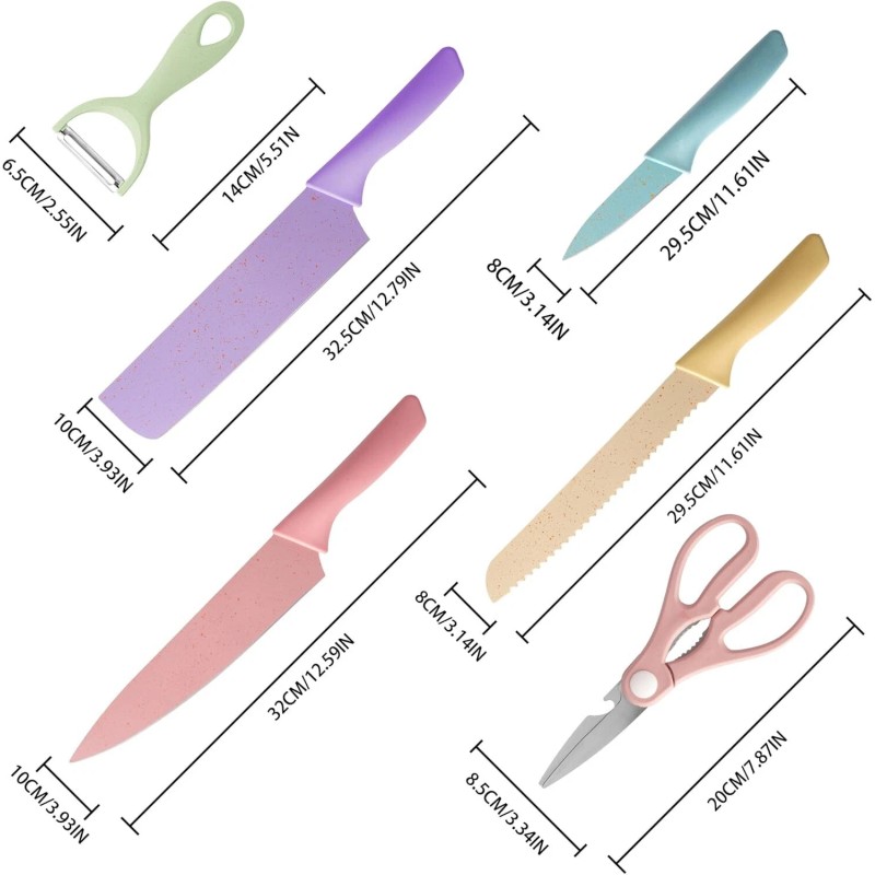 Kitchen Colorful Kitchen Knife Set 6 PCS, Colored Knives Set