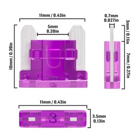 ALLECIN 3A Low Profile Mini Fuse 3 Amp Micro Car Fuses 3Amp Auto Blade Fusible Automotive Fusibles para Carro for RV Boat Automobile Truck (Pack of 50Pcs)