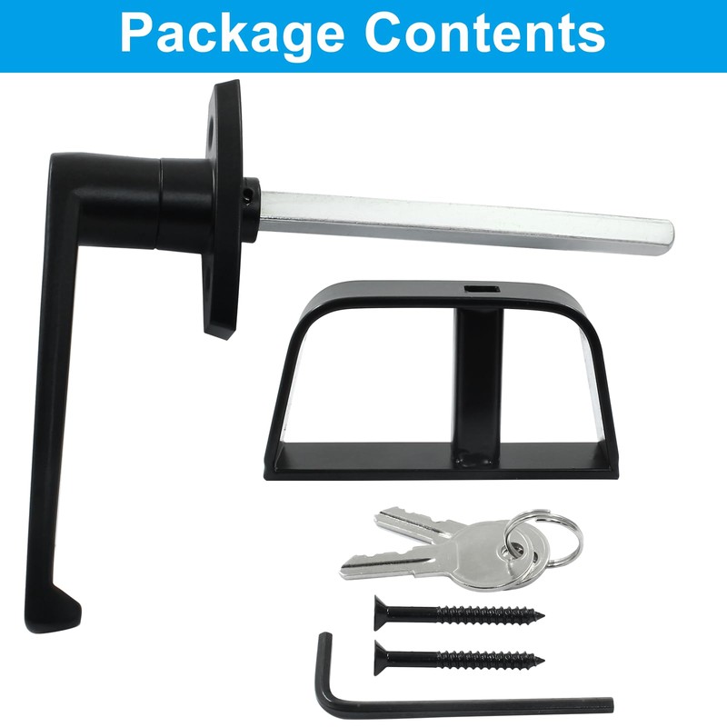 Luomorgo Shed Door Latch L-Handle Lock Kit with 2 Keys,