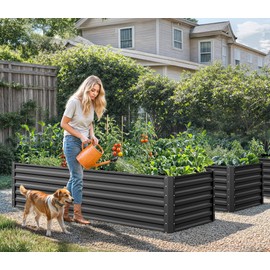 YITAHOME 6x3x2ft Raised Garden Bed Kit, Outdoor Large Metal Patio Planter Box for Plants Vegetables Flowers, Green