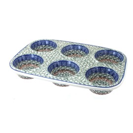 Blue Rose Polish Pottery Athena Muffin Pan