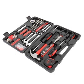 148-Piece Heavy-Duty Iron Household Tool Set – Red | General Home Repair Kit w/Hammer, Wrenches, Screwdrivers, Sockets, Tape Measure