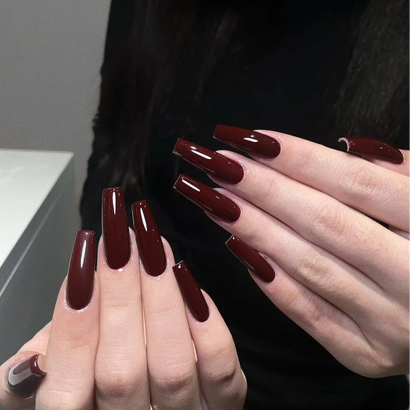 COSMOO 15ml Dark Red Quick Dry Nail Polish, Brown Red