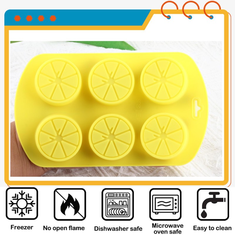 YIMINGMOLD Fruit Shaped Silicone Molds 6 Cavity Lemon Chocolate Mold
