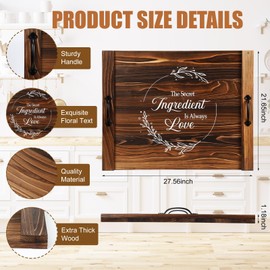 Patelai Noodle Board Stove Wooden Cover Stove Top Cutting Board with Handles 27.5 X 21.6 Inches Sink Cover for Electric Gas Burners Kitchen Counter Space(Thankful Style)