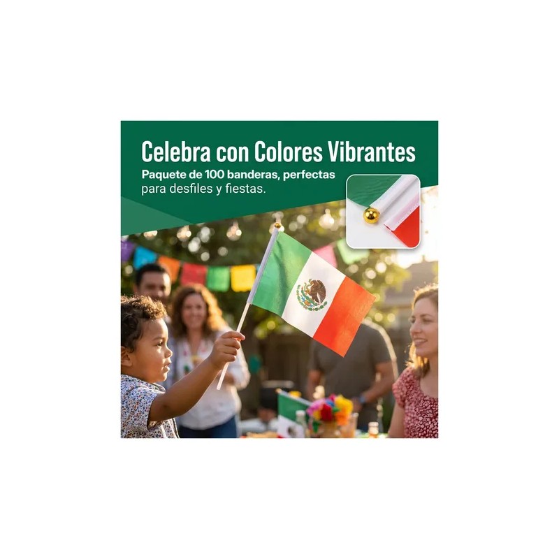 100pzs Banderas México Tela Mini Bandera Mundial Futbol 2026