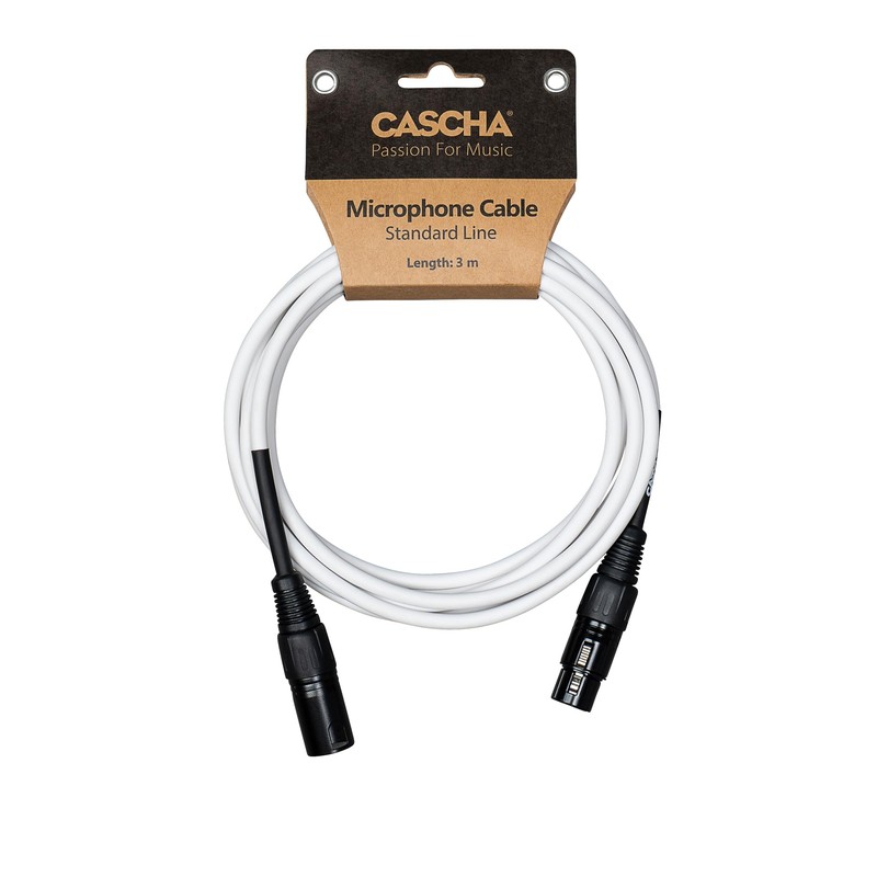 Cascha Standard Line Microphone Cable (XLR), White, 3 m