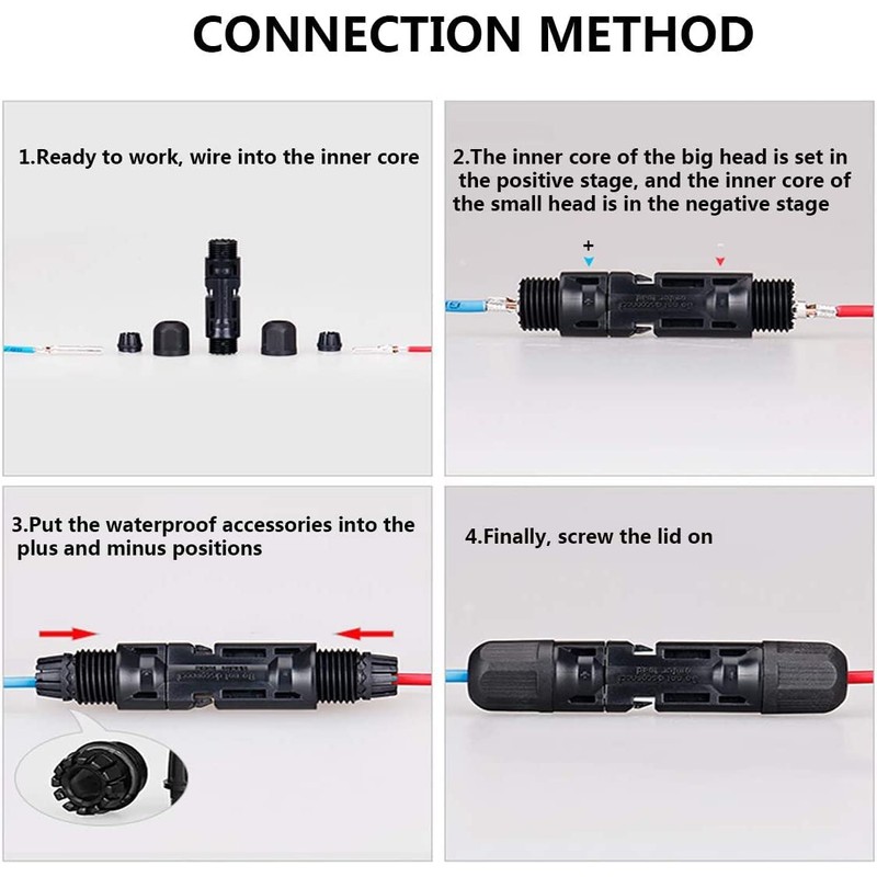 JUTOSU Solar Panel Cable Connector MC4 Connector Male / Female