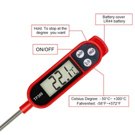 oujilet Thermometer Kitchen Universal Household Thermometer Digital Cooking Thermometer Kitchen Thermometer Meat Thermometer Readable 50°C - 300°C, °C/°F Switchable Thermometer