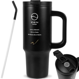 ZEN Camps Tumbler with Straw, 30 oz Water Bottle, Large Capacity, Portable Straw, Vacuum Insulated, Hot and Cold with Lid, Spill Proof