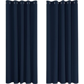 Deconovo Deconovo Blackout Curtains Super Soft Thermal Insulated Curtains Blackout Eyelet Blackout Curtains for Bedroom 66 x 63 Inch Navy Blue 2 Panels