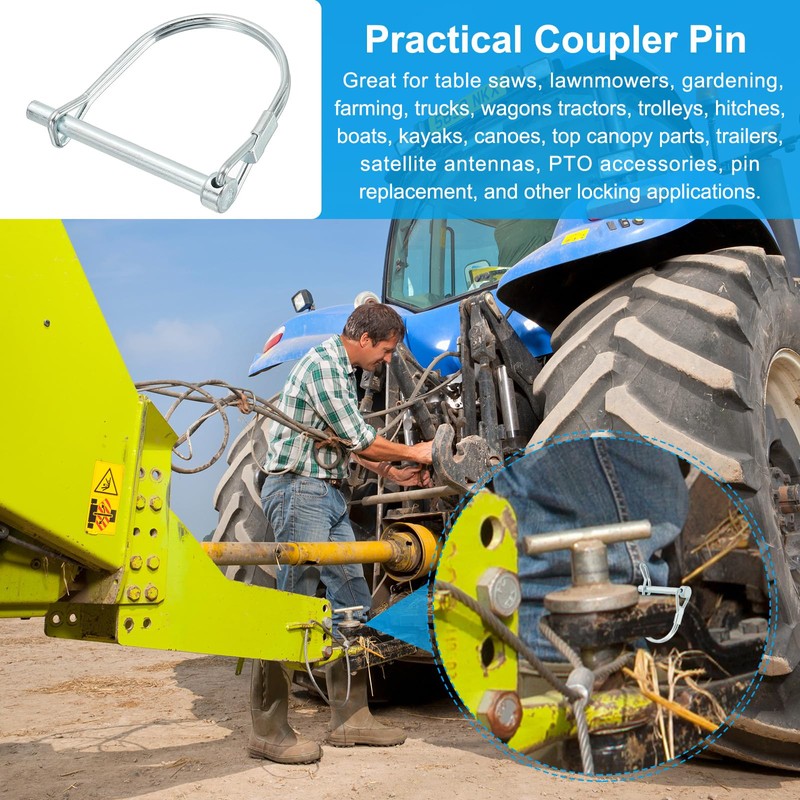 PATIKIL トレーラーカプラーピン5/16x3-9/16" 2個 ワイヤーロ ックピンセーフティーシャフトロックピンラウンドPTOピン 農業トレーラー 芝生用ヒッチ 庭園トラクター カヤック ボート用（8x90mm）