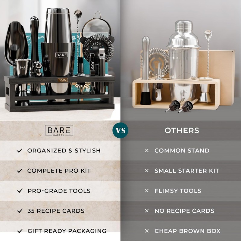 BARE BARREL® Mixology Bartender Kit Bar Set | 16-Piece Cocktail
