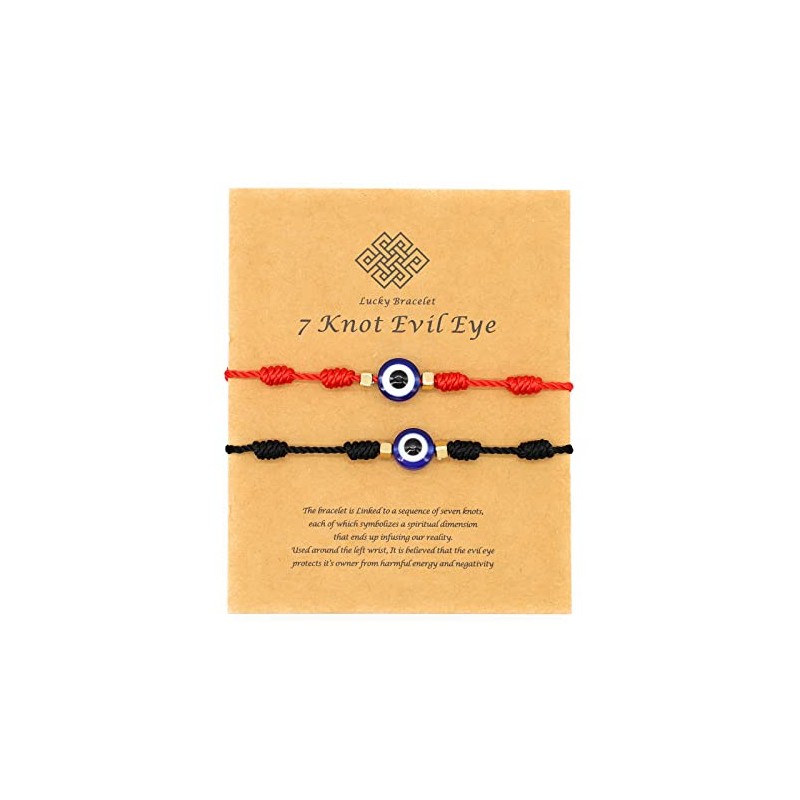 Jasimkiss Evil Eye 7 Knot Lucky Bracelets Adjustable Red String