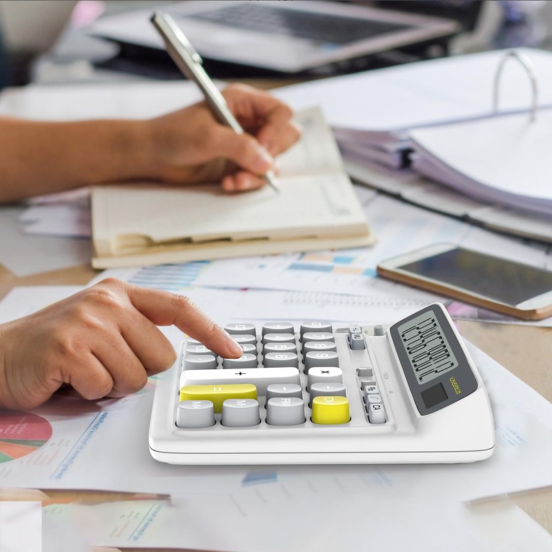 Desktop Calculator with Extra Large 5-Inch LCD Display, 12-Digit Two