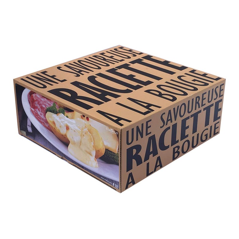 Cookut Lumi raclette Set of 4-Heated by Candle, Ceramic, Black,