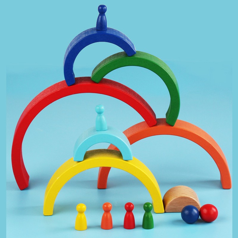 Colorful Building Blocks Educational Interesting Preschool Wooden Stacking Blocks for