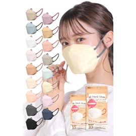 [MaskMore] マスクモア ダイヤモンド型 マスク 不織布 立体 不織布マスク 立体マスク 小顔マスク 丸顔タイプ バイカラー おしゃれ カラーマスク マスク 花粉症対策 20枚入り レモン